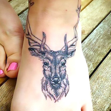 Buck on Foot Tattoo