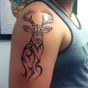 Tribal Deer Tattoo