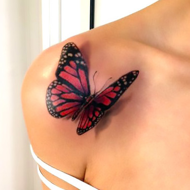 Red 3D Butterfly Tattoo