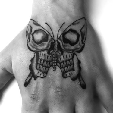 Small Skull Butterfly Tattoo