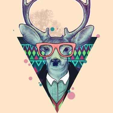 Hipster Deer Triangle Tattoo