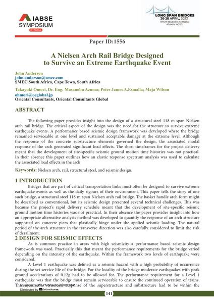 A Nielsen Arch Rail Bridge Designed to Survive an Extreme Earthquake Event