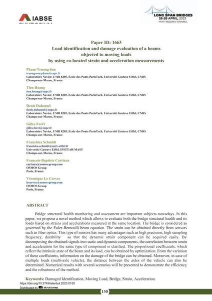  Load identification and damage evaluation of a beams subjected to moving loads by using co-located strain and acceleration measurements