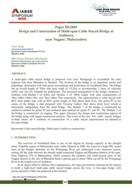  Design and Construction of Multi-span Cable Stayed Bridge at Ambhora, near Nagpur, Maharashtra