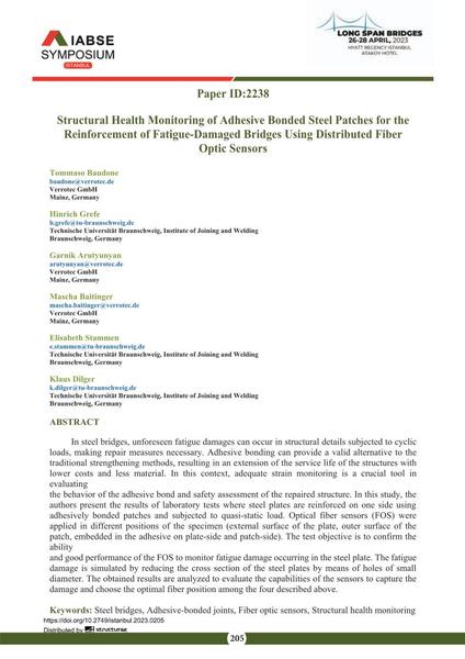  Structural Health Monitoring of Adhesive Bonded Steel Patches for the Reinforcement of Fatigue-Damaged Bridges Using Distributed Fiber Optic Sensors