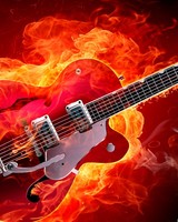 Rockabilly Electric Guitar on Fire