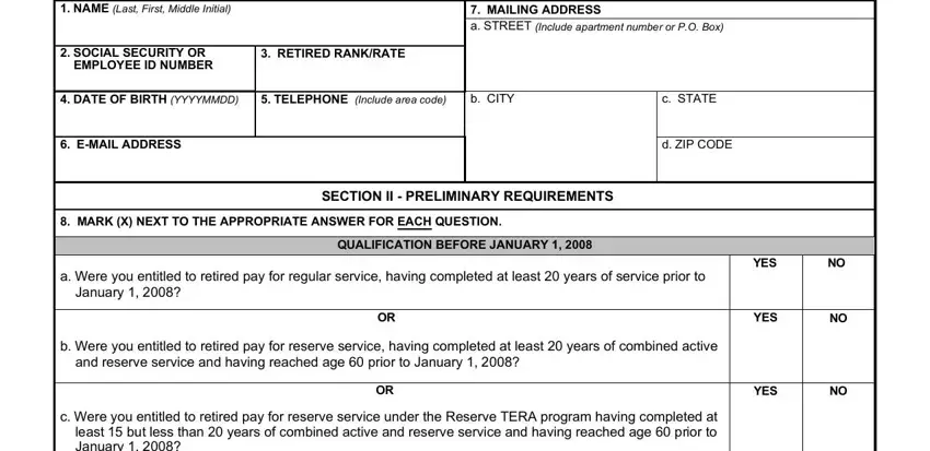 part 1 to completing dd 2860 form