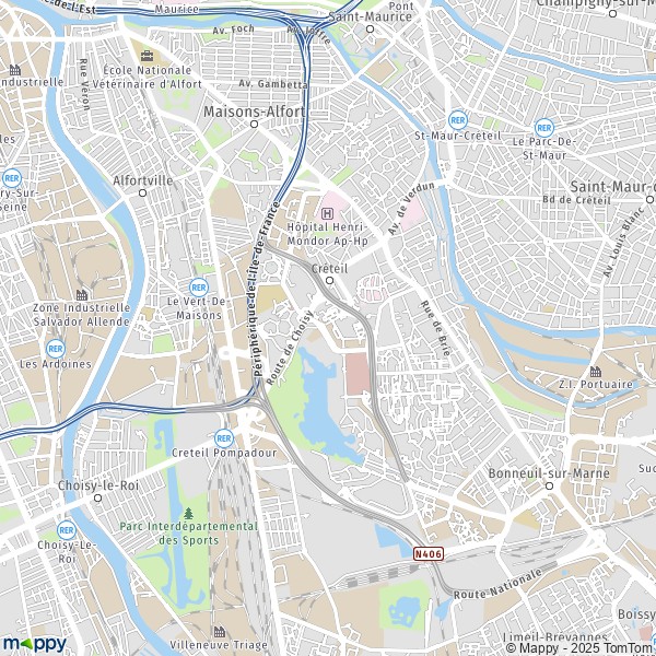 La carte pour la ville de Créteil 94000