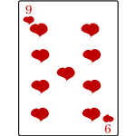 Nine of hearts playing card vector image