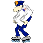 Postman on rollerblades vector clip art