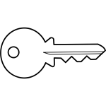 Vector clip art of outline of simple metal door key