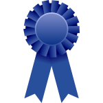 Vector drawing of blue rosette ribbon