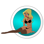 Blonde pin-up in circle