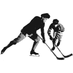 Vector graphics of ice hockey player couple