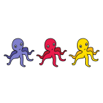 Three funny octopuses