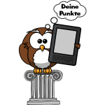 Vector clip art of owl holding an e-reader