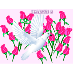 Vector illustration of pink roses and dove