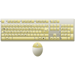 Golden keyboard and mouse vector image