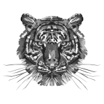 Geometric Tiger Head Grayscale