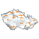 Map of the Czech Republic with main region's cities