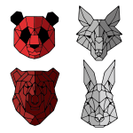 Geometric Panda Wolf Bear Rabbit