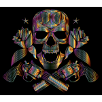 Flowers And Firearms Skull Line Art Chromatic