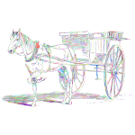 Vintage Horse And Carriage Line Art Prismatic No BG