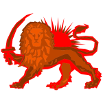 Polygonal Lion And Sun Red