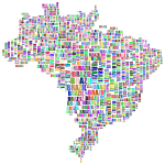 Brazil Map Typography Prismatic