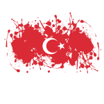 Turkish flag red ink splatter