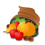 Vector clip art of food basket with a pumpkin