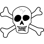 Vector drawing of broken skull pirate sign