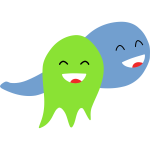 Two smiling ghosts