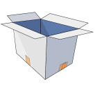 Vector image of cardboard box open upright