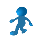 Blue character walking vector drawing