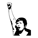 Vector drawing of woman power raised hand