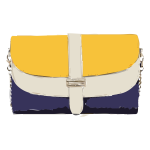 yellow tan blue handbag