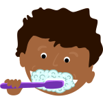 African kid brushing teeth