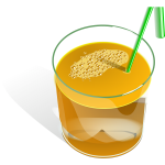 Vector drawing of juice in a glass with green straw