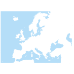 Blue and white clip art of map of Europe