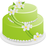 Vector drawing of green birthday cake