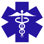 Caduceus On Blue Star Of Life