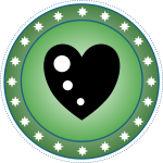 Green heart badge vector illustration