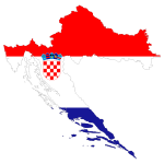 Croatia Map Flag With Stroke