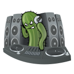 DJ Cactus vector drawing