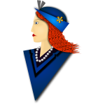 Vector graphics of elegant woman with blue hat