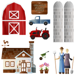 Vector image of farm cartoon pack