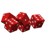 Five red dice