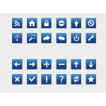 Vector illustration of selection of blue computer icons,