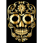 Gold Sugar Skull Silhouette